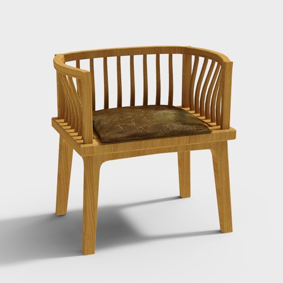 Vintage Wooden Armchair 3D model