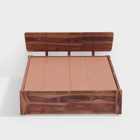 Stylish Wooden Bed 3D model for Modern Interiors