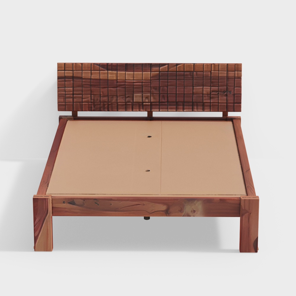 Lit Valencia en bois massif taille queen avec finition teck