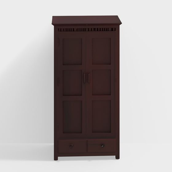 Fidora Solid Wood 2 Door Wardrobe in Mahogany Fini