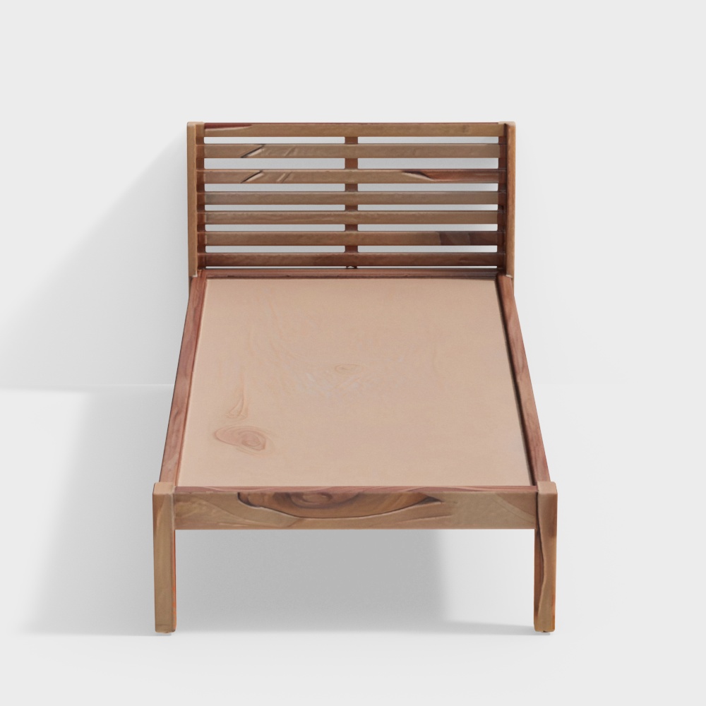 Elwyn Non-Storage Single Size Bed in Teak Finish