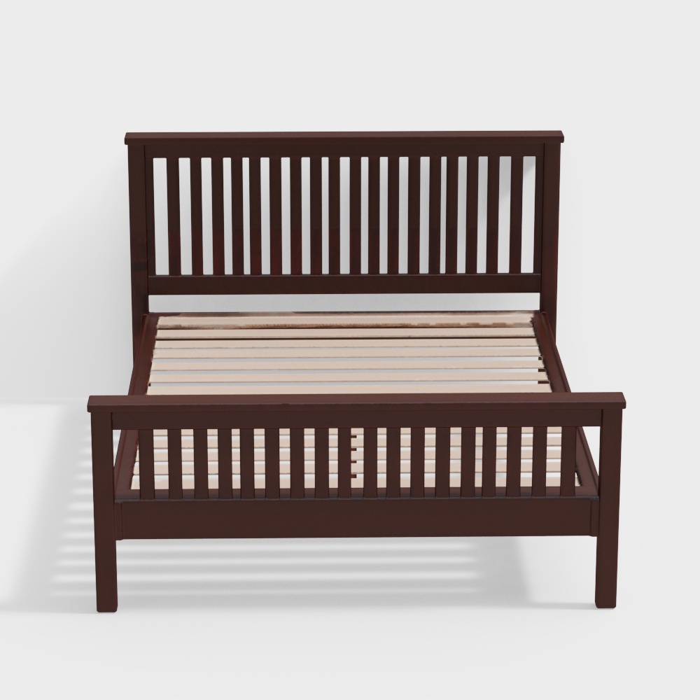 Athens Solid Wood King Size Bed in Dark Walnut Finish