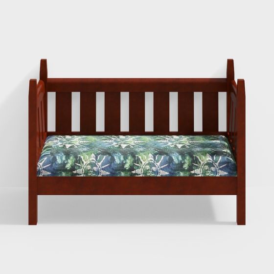 Artistic Low-Poly Forest Bench 3D Model