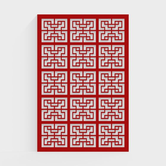 Red Geometric Panel 3D model for Creative Projects