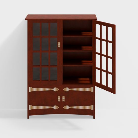 Vintage Style Low-Poly Bookshelf 3D model