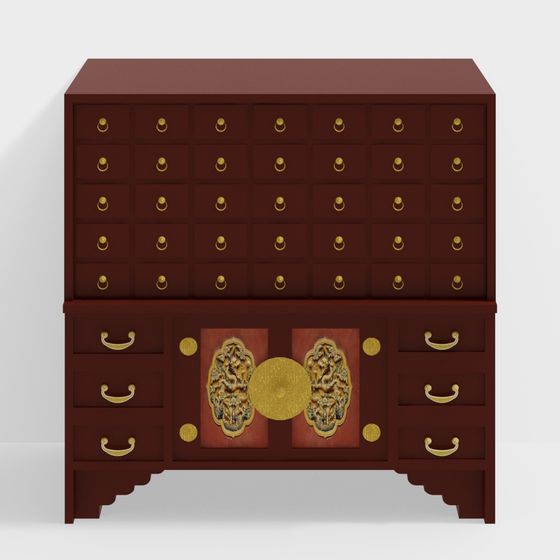 Elegant Chinese Drawer Cabinet 3D model