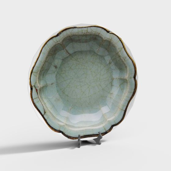 Elegant Ancient Green Porcelain Plate 3D model