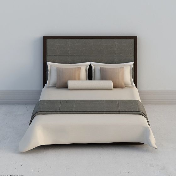 Elegant Low-Poly Bed 3D model