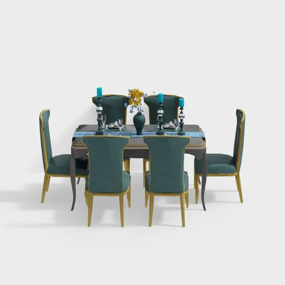 Elegant Dining Table and Chairs 3D model
