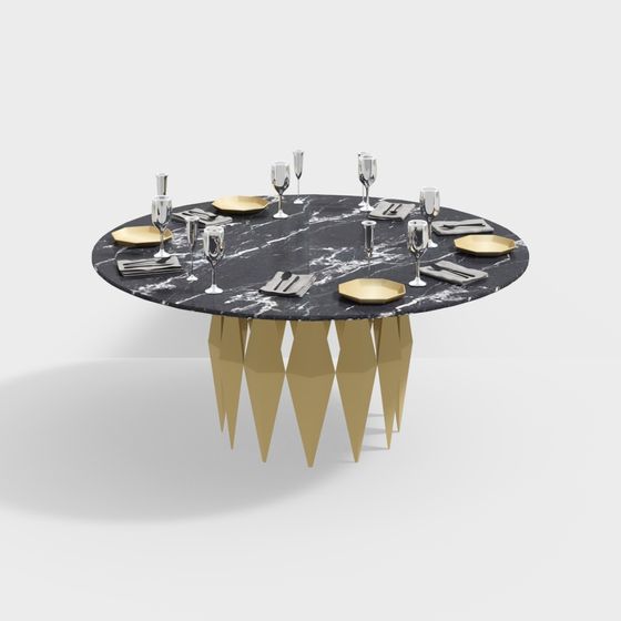 Sharp Marble Dining Table 3D model