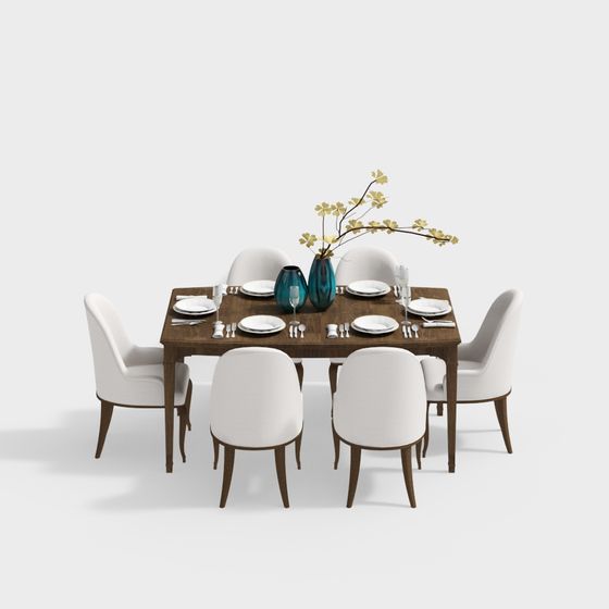 Elegant Dining Table Set 3D model