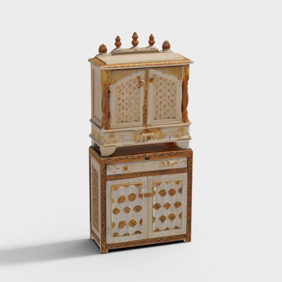 Elegant Vintage Storage Cabinet 3D model for Designers