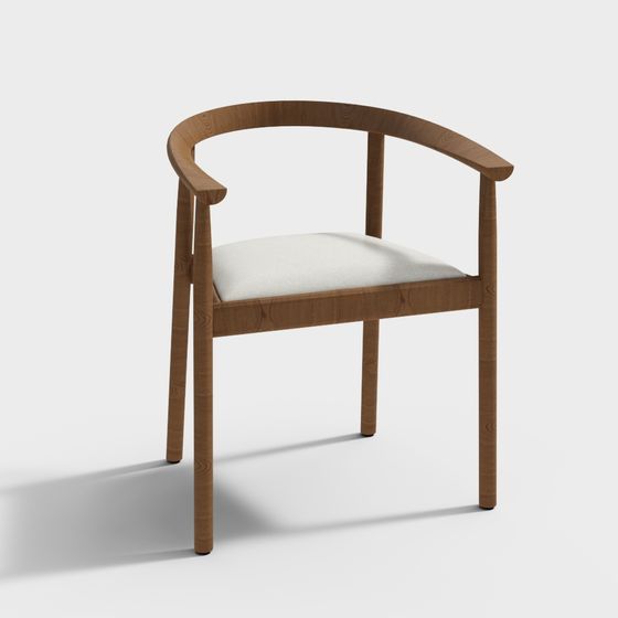 Elegant Curved Wooden Chair 3D model