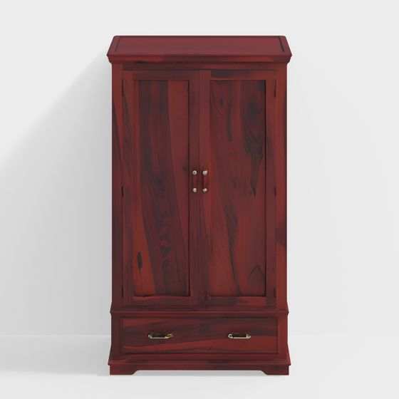 Stylish Vintage Red Wardrobe 3D model
