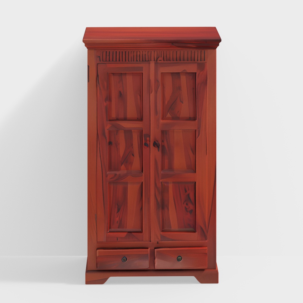 Parker Solid Wood Door Wardrobe in Mahogany Finis