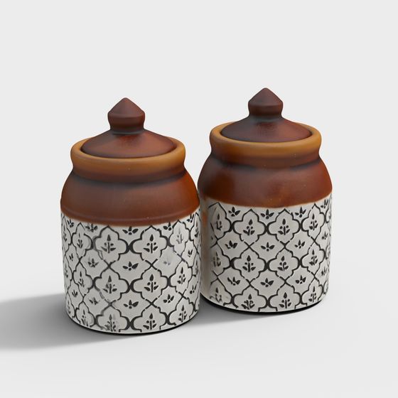 Artistic Ceramic Jar Pair 3D model for Creative Projects