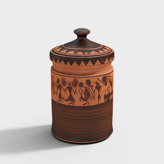 Artistic African-Inspired 3D Model Jar
