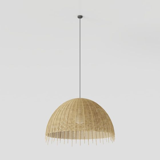 Natural Bamboo Pendant Light 3D model