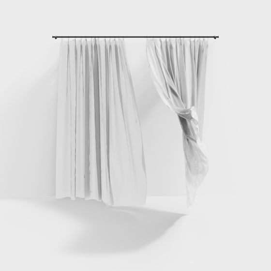 Elegant Floating Curtains 3D model