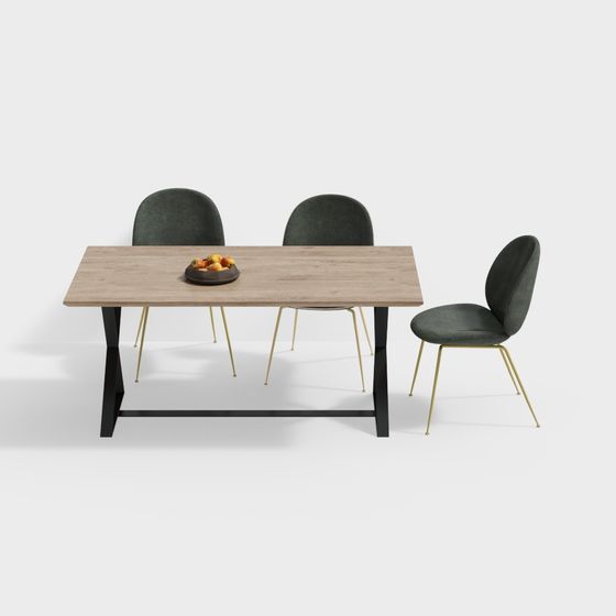 Urban Dining Table and Chair Set 3D model