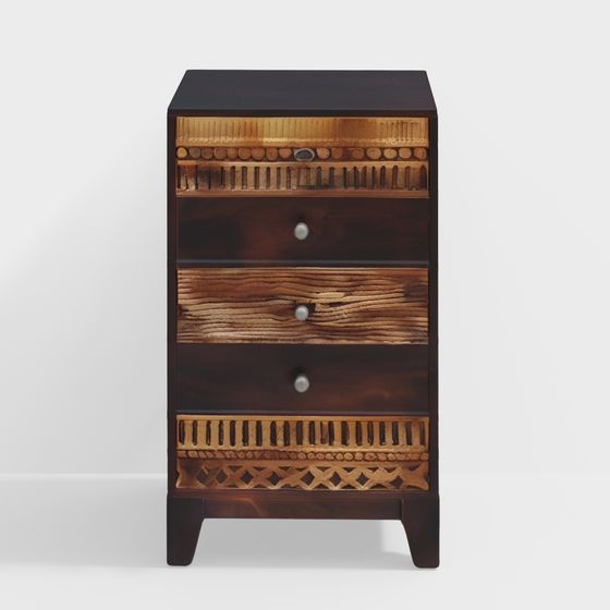 African-Inspired Low Polygon Bedside Table 3D model