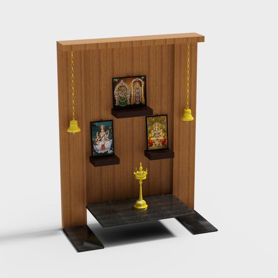 Elegant Indian Shrine 3D model for Modern Spaces