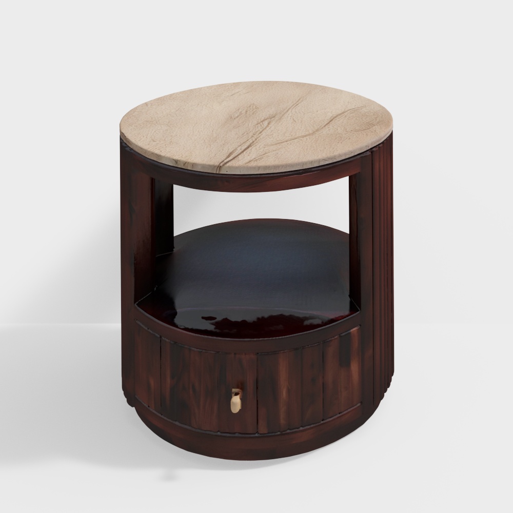Brown Wood Flute Accent Table