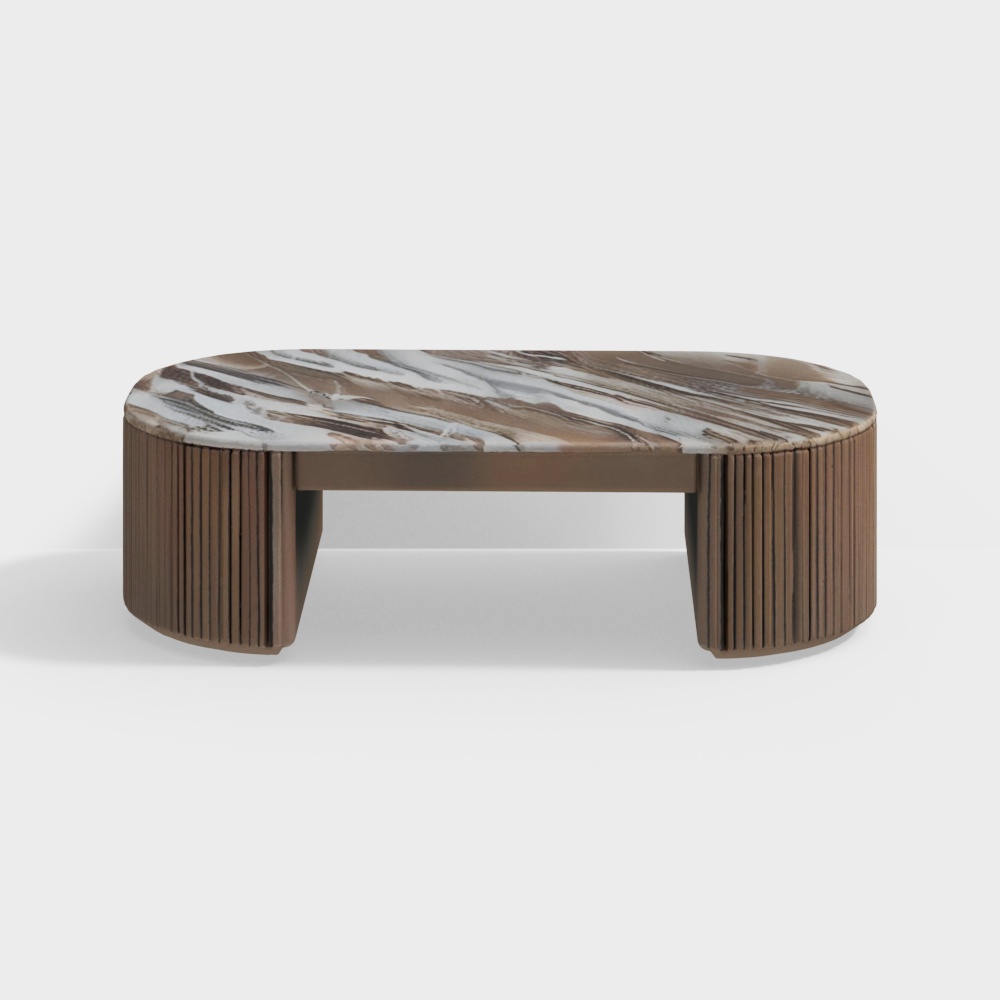 Roswell Real Marble Coffee Table in Smoked Grey Finish
