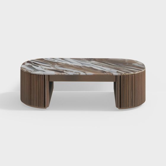 Roswell Real Marble Coffee Table in Smoked Grey Fi