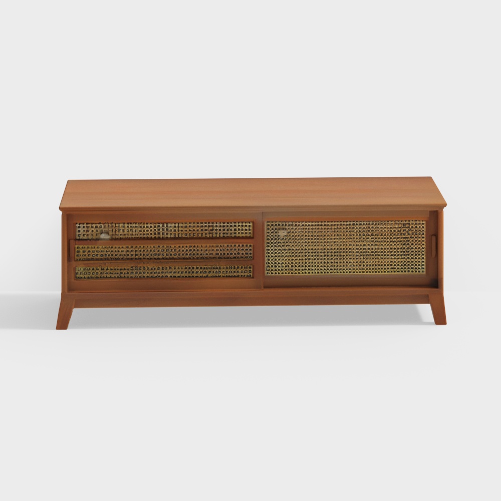 Fujiwara Solid Wood Free Standing TV Unit in Amber