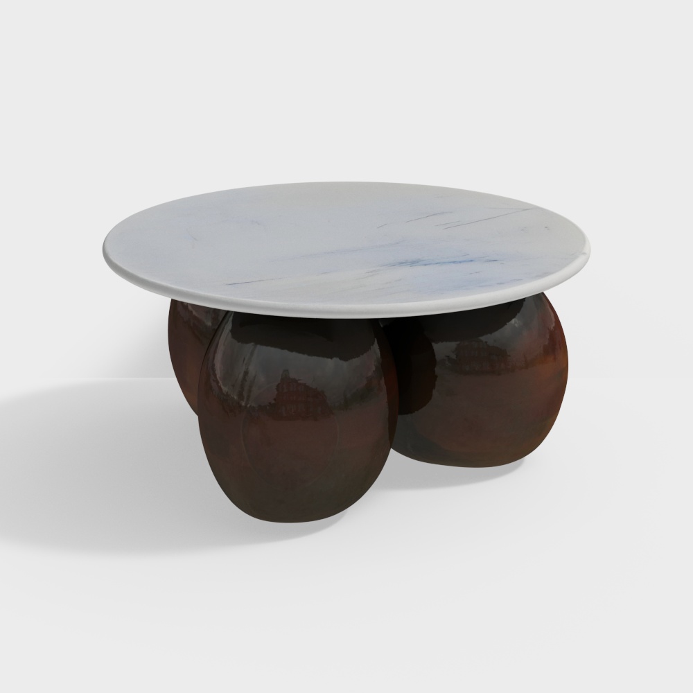 Griffin Natural Marble Coffee Table in Dark Walnut