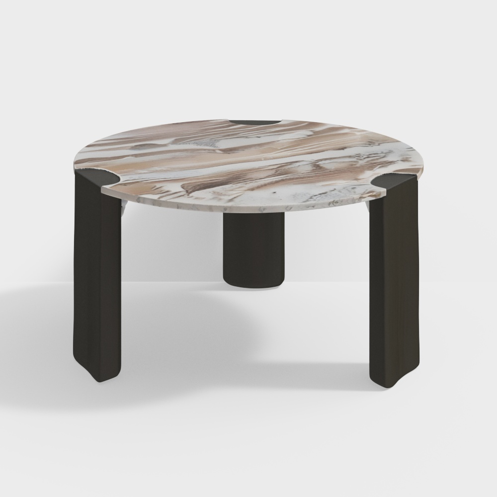 Roswell Real Marble Coffee Table in Brushed Black