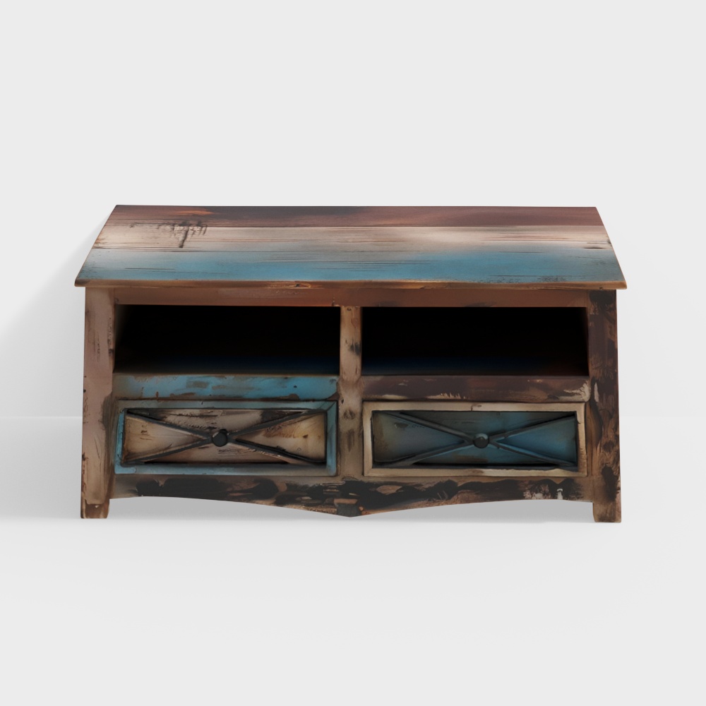 Hayden Solid Wood TV Unit in Distressed Finish