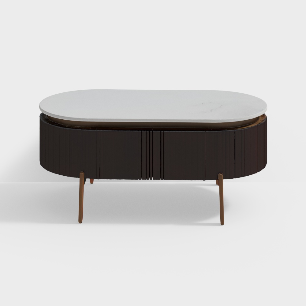 Stranton Composite Marble Coffee Table in Dark Walnut