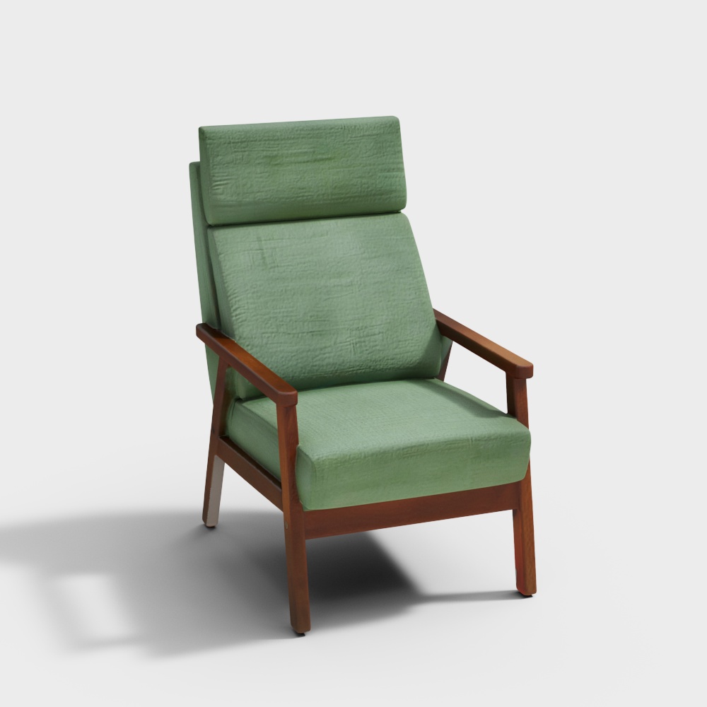 Genoa Fabric Armchair in Green Finish