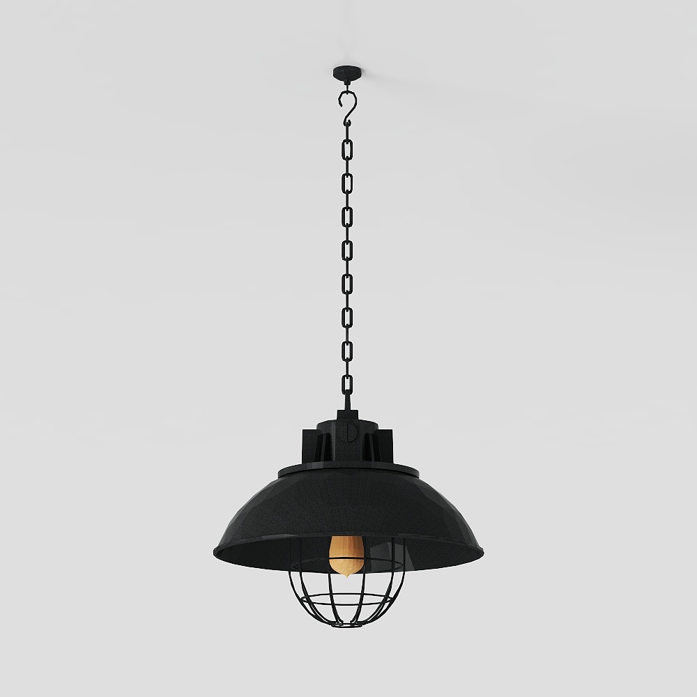 Industrial Aesthetic Pendant Light 3D Model – Vintage Metal Design