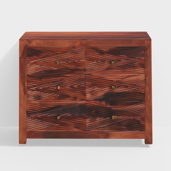 Wooden Woven Console Cabinet 3D model