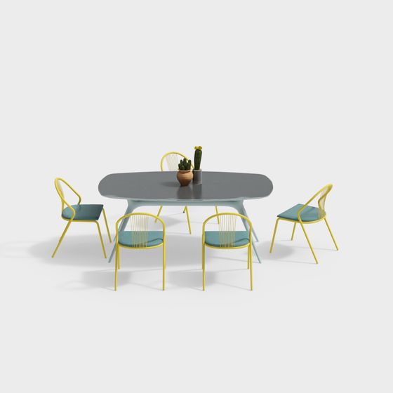 Stylish Outdoor Dining Table and Chairs 3D model