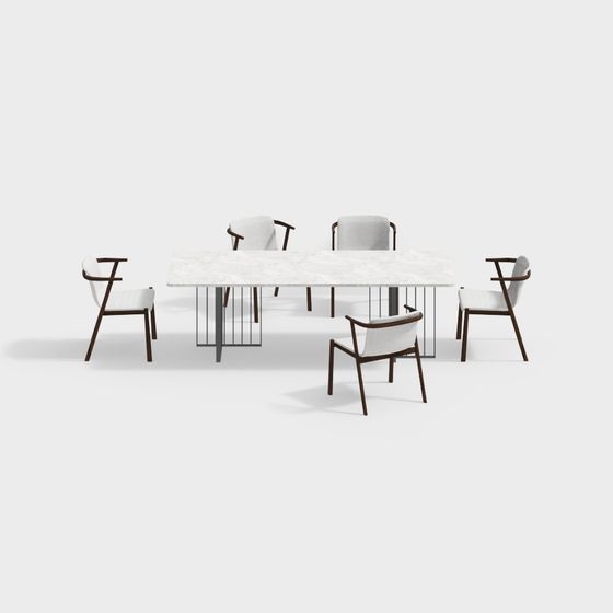 Urban Living Room Dining Table and Chair Set 3D model