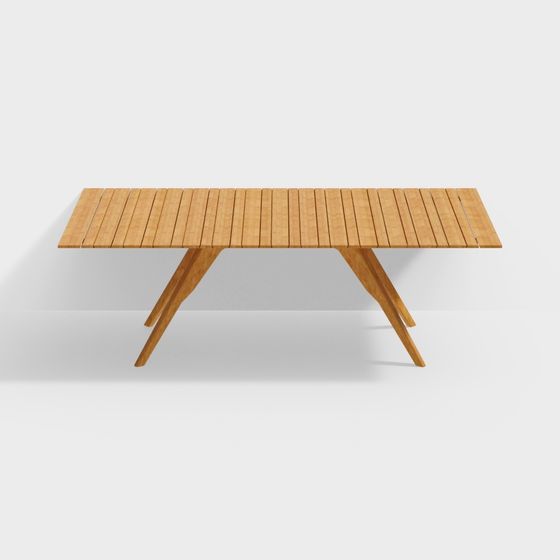 Elegant Wooden Long Table 3D model for Modern Interiors