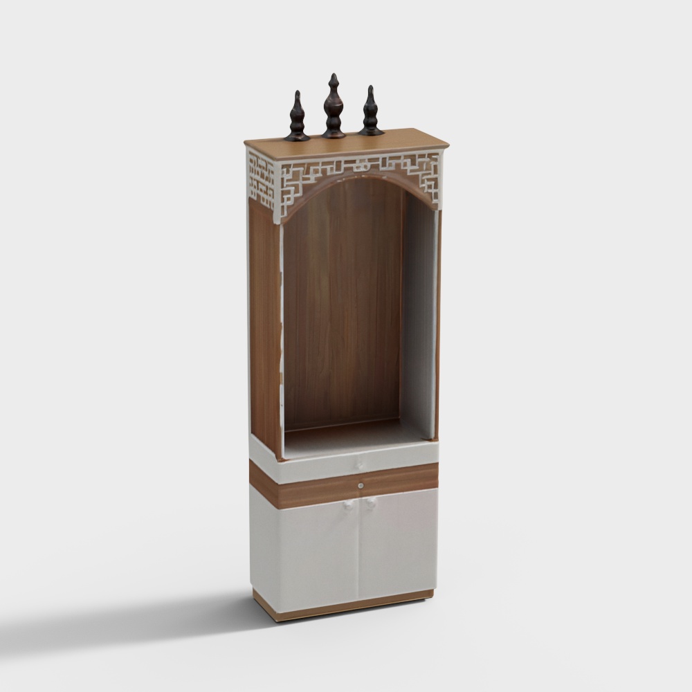Oriental Screen Cabinet Low-Poly 3D Model
