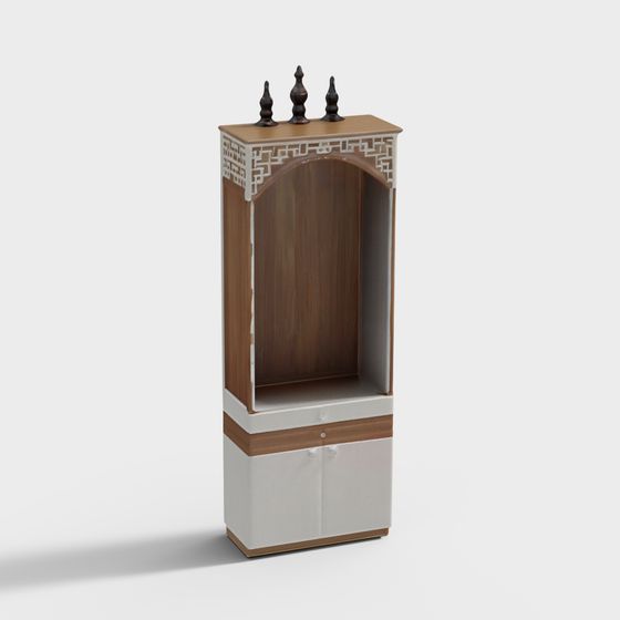 Elegant Low-Poly Oriental Screen Cabinet 3D Model