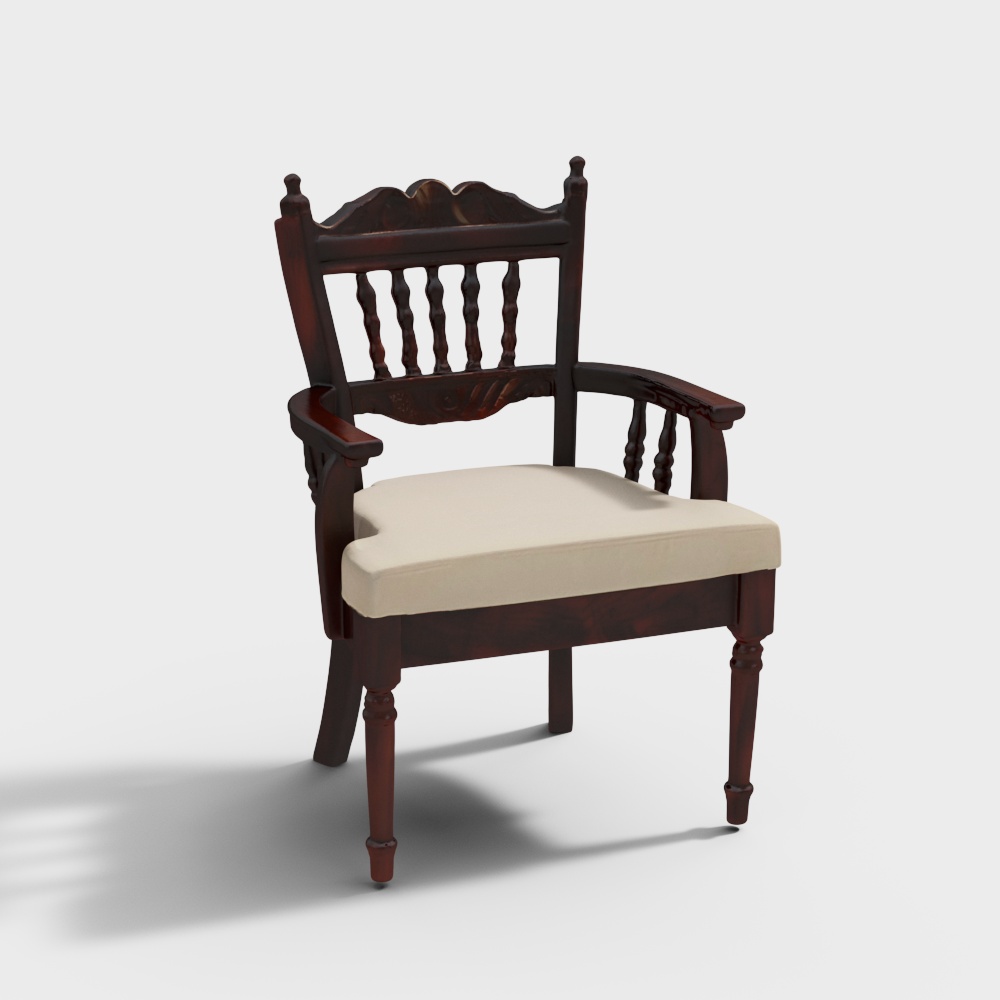 Throne Solid Wood Armchair in Walnut Finish
