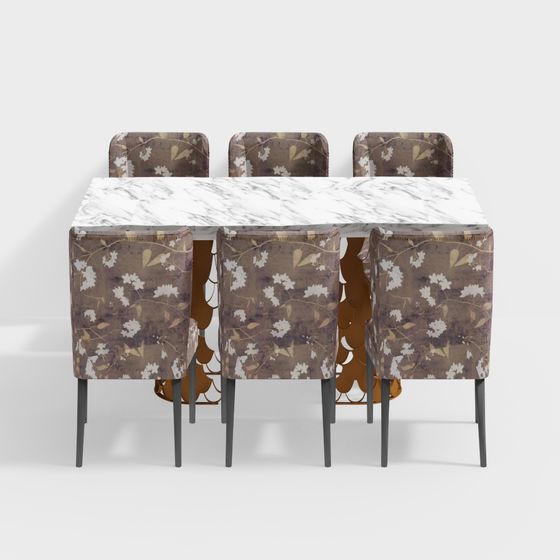 Elegant Low Poly Dining Table and Chair Set 3D model