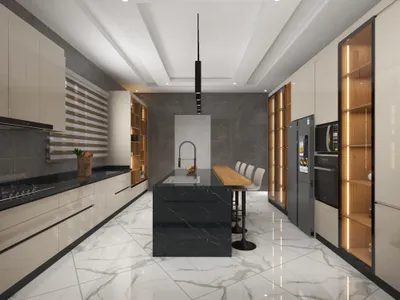 Gray Minimalism: Kitchen and Compact Living
