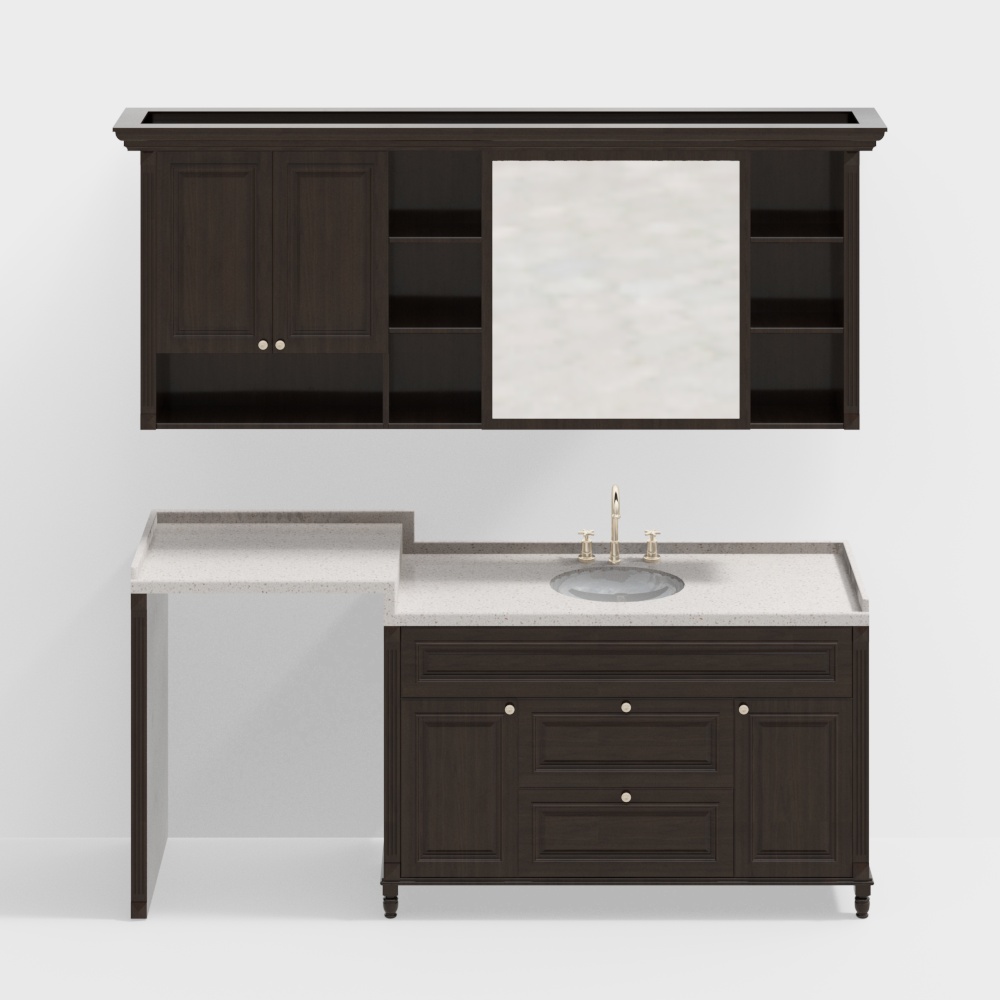 미국식 세탁기 원목 욕실 캐비닛