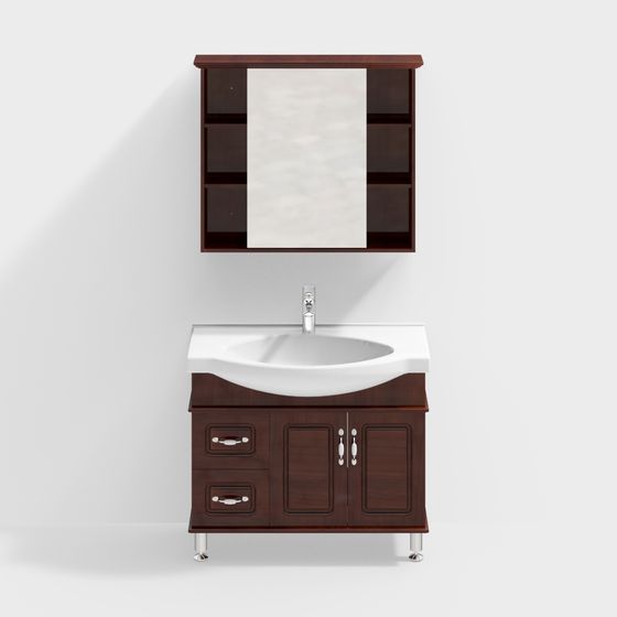 Mobiletto da Bagno in Legno Massello Stile Americano