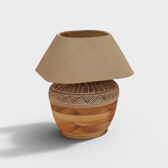 Vintage-Style Low-Poly Table Lamp 3D model