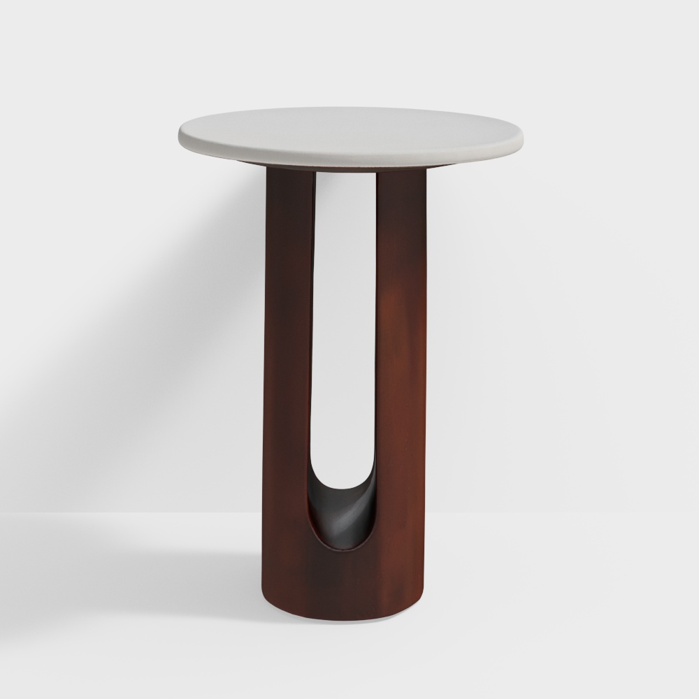 Cierra Solid Wood End Table With Porcelain Top & D