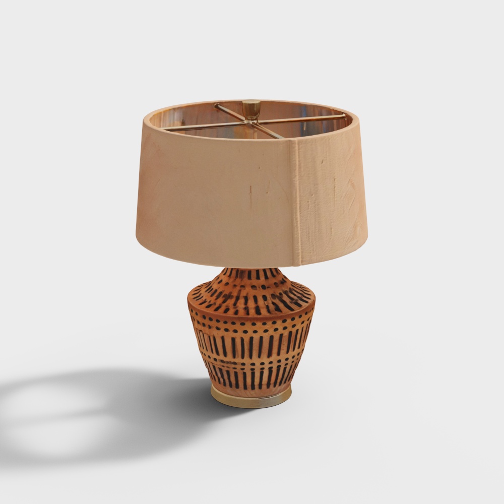 Brown Wood Bedside Table Lamp with Shade